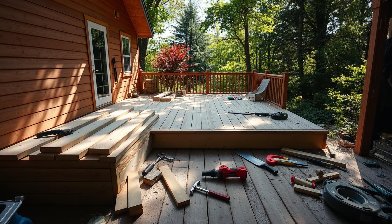 Porch construction process in London